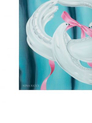Hedvábný šál s potiskem Nina Ricci modrý