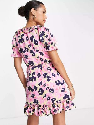 Платье мини с рюшами French Connection розовое