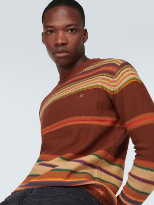 Bombažni pulover s črtami Acne Studios rjava