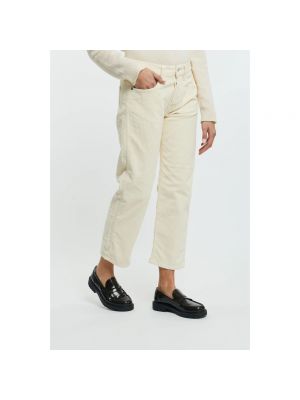 Pantalones rectos de cintura alta de pana Roy Roger's blanco