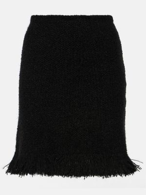 Minigonna con frange a vita alta di lana Chloé nero