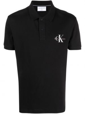Kokvilnas polo krekls ar apdruku Calvin Klein Jeans melns