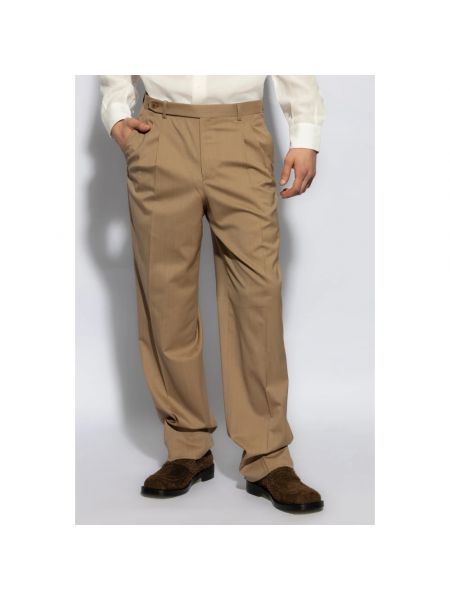 Pantalones de lana plisados Brioni beige