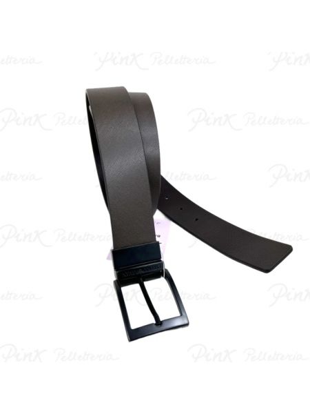 Cinturón de cuero con estampado reversible Emporio Armani marrón
