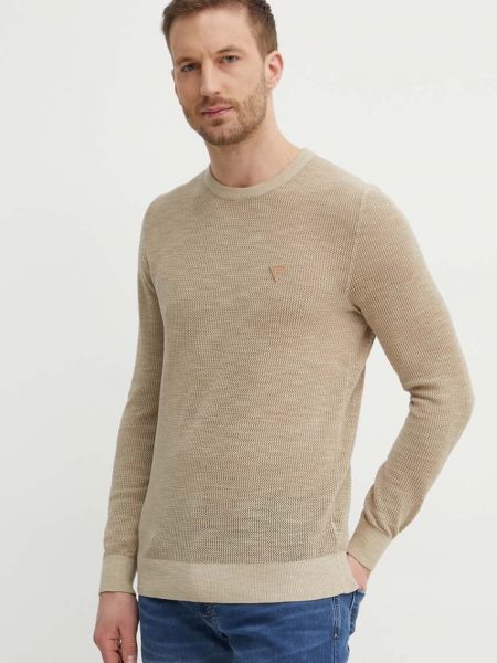 Sweter bawełniany Guess beżowy