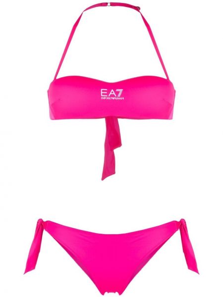 Bikini z nadrukiem Ea7 Emporio Armani różowy