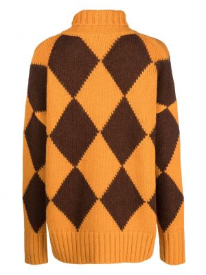 Sweter z wzorem argyle La Doublej żółty
