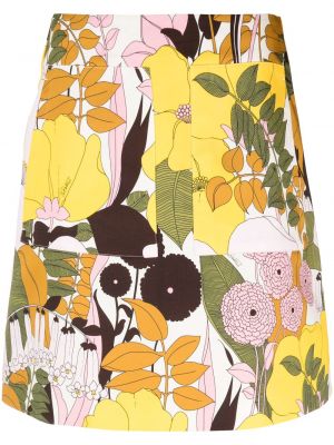 Mini spódniczka bawełniana w kwiatki z nadrukiem La Doublej żółta