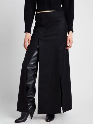 Plstěná vlnená dlhá sukňa s nízkym pásom Proenza Schouler čierna