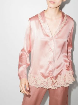 Pijama con perlas de encaje La Perla rosa