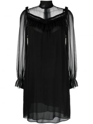 Βραδινό φόρεμα με διαφανεια με βολάν με δαντέλα Dorothee Schumacher μαύρο