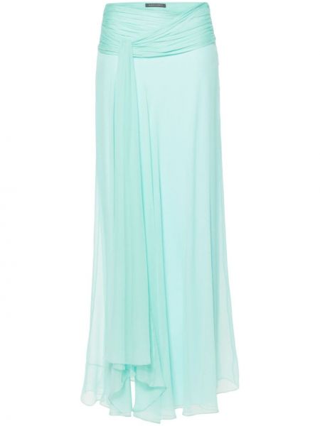 Drapovaný hodvábna dlhá sukňa Alberta Ferretti modrá