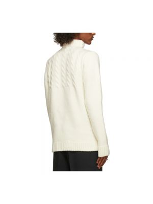 Jersey cuello alto de lana con cuello alto de tela jersey Maison Margiela blanco