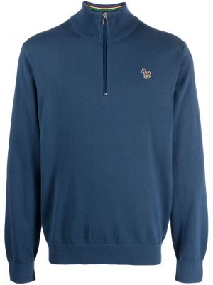 Памучен пуловер с принт зебра Ps Paul Smith синьо