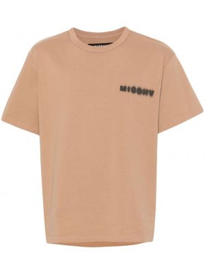 Bavlnené tričko s potlačou Misbhv hnedá