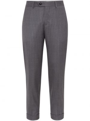 Pantalon en laine à rayures Brunello Cucinelli gris