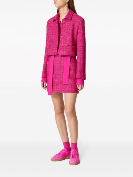 Tvídové mini sukně Valentino Garavani růžové