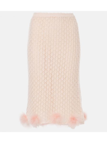 Mohair fjær ull midiskjørt Blumarine rosa