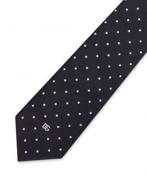 Raštuotas taškuotas šilkinis kaklaraištis Dolce & Gabbana mėlyna
