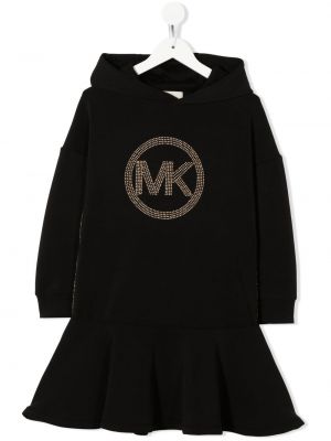 Hosszú ujjú kapucnis klasszikus ruha Michael Kors Kids - fekete