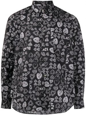 Herzmuster hemd aus baumwoll mit print Black Comme Des Garçons