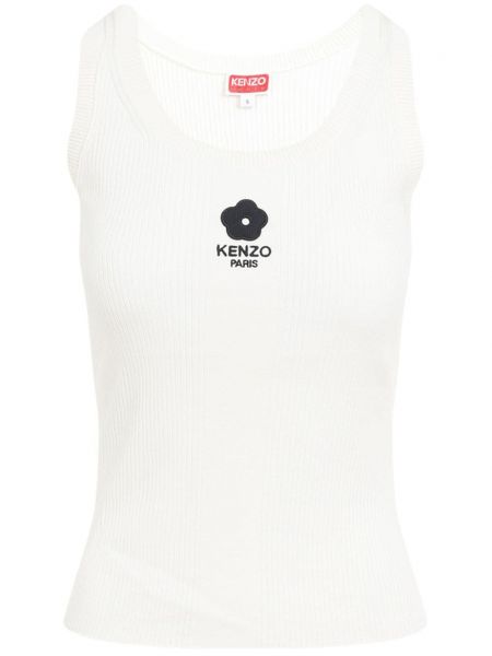 Blomstret tanktop med broderier Kenzo hvid