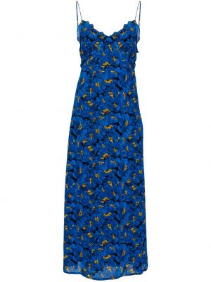 Midi obleka s cvetličnim vzorcem s potiskom Faithfull The Brand modra