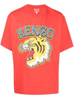 Bavlnené tričko s potlačou Kenzo červená