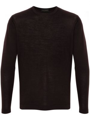 Volneni pulover iz merina z okroglim izrezom Dell'oglio vijolična