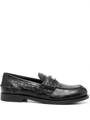 Pantofi loafer din piele cu imagine Miu Miu negru