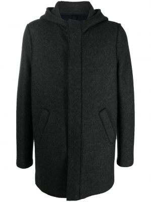 Vlněný kabát s kapucí Harris Wharf London šedý