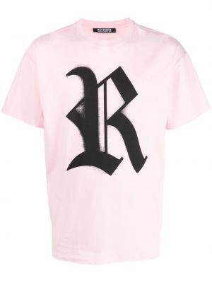 T-shirt con stampa Raf Simons rosa