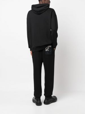 Haftowane spodnie sportowe bawełniane Loewe czarne