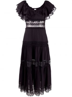Кружевное ажурное платье макси на шнуровке Charo Ruiz Ibiza, черное