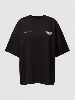 Koszulka bawełniana z nadrukiem oversize Pegador czarna