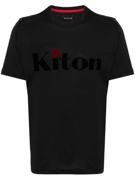 Βαμβακερή μπλούζα Kiton μαύρο