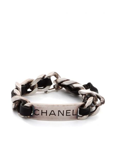 Kožený pásek Chanel Pre-owned stříbrný