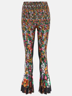 Pantaloni cu picior drept cu talie înaltă cu model floral Sacai