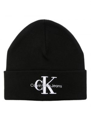 Памучна шапка бродирана Calvin Klein Jeans черно