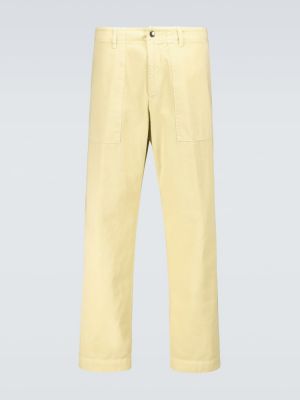 Βαμβακερό παντελόνι Dries Van Noten κίτρινο