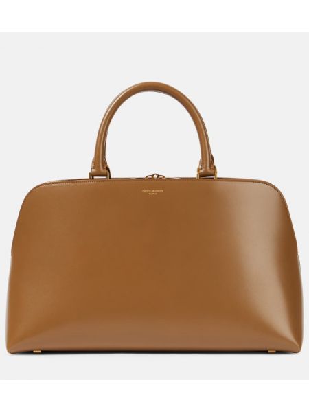 Kožená nákupná taška Saint Laurent hnedá