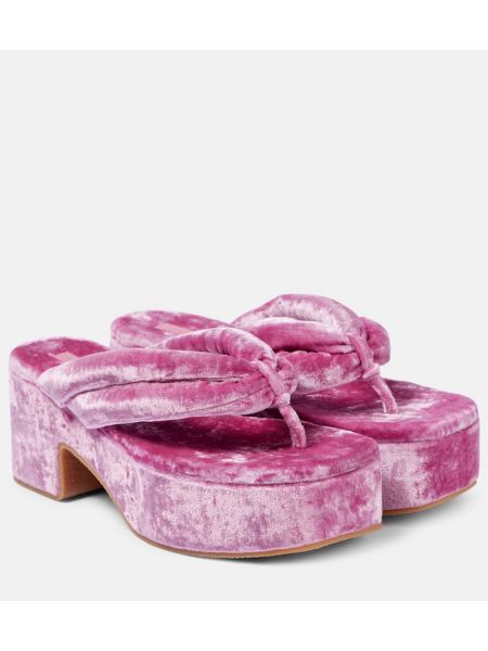 Plattform fløyel thong Dries Van Noten rosa