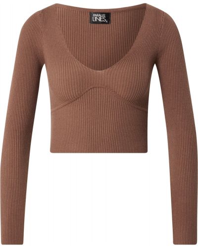 Viskózový nylonový priliehavý sveter Parallel Lines - hnedá