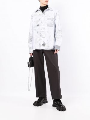 Oversize hemd aus baumwoll mit print Off-white