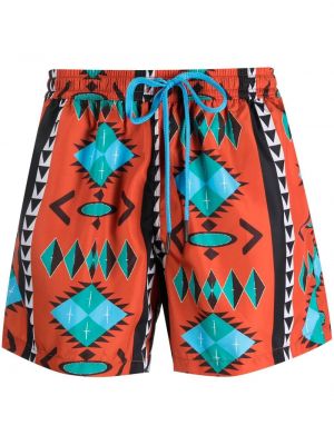 Abstrakt trykk trykt shorts Nos Beachwear oransje