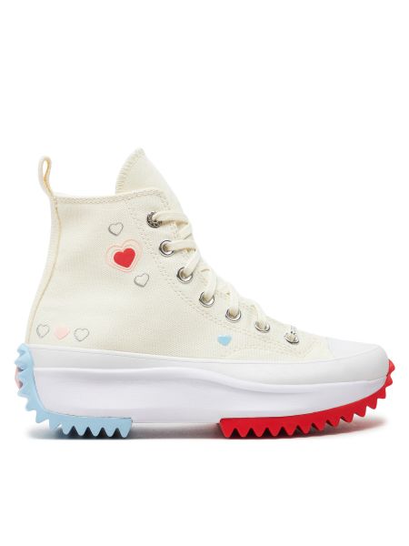 Sneakers με πλατφόρμα με μοτίβο αστέρια με μοτίβο καρδιά Converse μπεζ