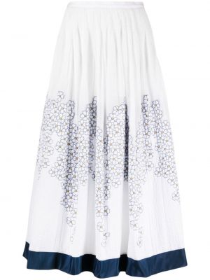 Długa spódnica w kwiatki z nadrukiem Gemy Maalouf biała