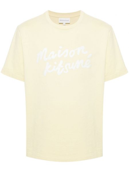 Kokvilnas t-krekls ar apdruku Maison Kitsuné dzeltens