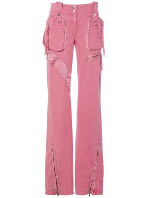 Βαμβακερό παντελόνι cargo Blumarine ροζ