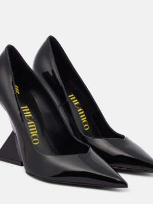 Кожени полуотворени обувки The Attico черно
